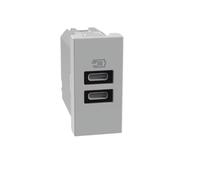Bticino MatixGo Usb cargador dos puertos tipo C 1 módulo gris - JG4191CC