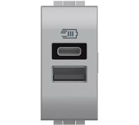 Bticino NT4191Ac - Cargador USB con Dos entradas Tipo A E C, para Instalar en la Placa Livinglight, para Cargar un Dispositivo electrónico de hasta 15 W o Dos Dispositivos Conjuntos, 1 módulo, Tech