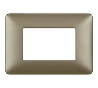 Bticino - Placa 3 módulos, Plateado, AM4803MTA