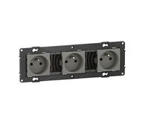 BTicino - Toma de corriente triple precableada Altège 16A con conexión de terminales automáticos - Acabado en la nube