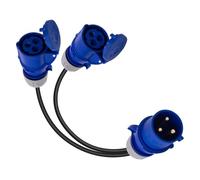 Btstil Distribuidor de 32 A macho a 2 enchufes de 16 A, 2 vías, generador de caravana, adaptador de conexión con cable de conexión de 0,5 m, IP44