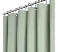 BTTN Cortina de ducha de tela 240x180 cm, aspecto de lino, antimoho, cortina de baño impermeable con 16 ganchos de plástico, cortinas de ducha ponderadas de poliéster para el baño, verde/salvia