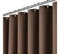 BTTN Cortina de ducha Waffle Espresso 180 x 200 cm, antimoho, tela impermeable pesada, cortina de ducha textil con 12 ganchos, cortinas de ducha de poliéster decorativas modernas pesadas para baño