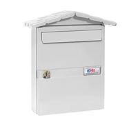BTV Buzón exterior Modelo Chalet Blanco – Acero galvanizado con cerradura – 34,6×29,9×8,7 cm