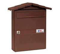 BTV Buzón exterior Chalet Acero galvanizado, cerradura de seguridad, Marrón Tierra, 34.6x29.9x8.7 cm