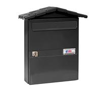BTV Buzón de correos exterior Modelo Chalet - Acero galvanizado, cerradura, Negro 34.6x29.9x8.7 cm