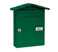 BTV Buzón exterior Chalet – Acero galvanizado, con cerradura, Verde 34.6x29.9x8.7 cm