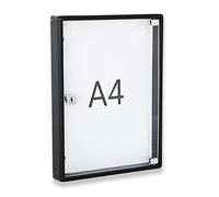 BTV | Tablon Anuncios con Llave Vertical con Perfil de Aluminio y Puerta de Metacrilato | Cerradura de Seguridad | Medidas 35 x 26 x 3,65 cm - 5 mm Color Negro