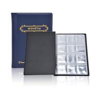 Buachois Album Monedas Coleccion 120 Bolsillos,áLbum de Bolsillo para Colección de Monedas,Organizador de Colección de Monedas a Prueba de Agua, Estuche para Libros de Almacenamiento(Azul)