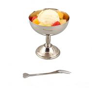 Buachois Inoxidable Taza de Helado de Acero, Cuenco de Postre Retro con Base Vaso de Helado Para Ensalada Pudín Reutilizable Copa Incluye Cuchara o Tenedor Servir Postres para Comer en Casa y Fiestas