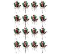 BUAGOUWZ Tallos de Bayas Rojas Ramas de Pino de Hoja Perenne Decoración de Bayas de Navidad 16 Piezas de Conos de Pino Artificial Rama Guirnalda Selección