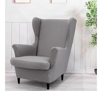 BUAOGDVG 2 Fundas elásticas for sillones orejeros de Color Liso, Funda for Silla Individual, de Licra, Antideslizantes y Lavables, for Bar, Sala de Estar y Dormitorio.(Grigio Chiaro)