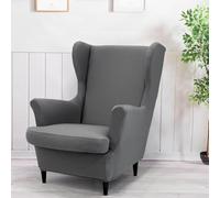 BUAOGDVG 2 Fundas elásticas for sillones orejeros de Color Liso, Funda for Silla Individual, de Licra, Antideslizantes y Lavables, for Bar, Sala de Estar y Dormitorio.(Grigio)