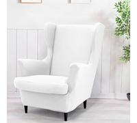 BUAOGDVG 2 Fundas elásticas for sillones orejeros de Color Liso, Funda for Silla Individual, de Licra, Antideslizantes y Lavables, for Bar, Sala de Estar y Dormitorio.(Bianco)
