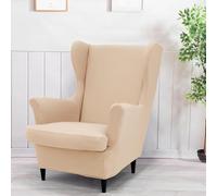 BUAOGDVG 2 Fundas elásticas for sillones orejeros de Color Liso, Funda for Silla Individual, de Licra, Antideslizantes y Lavables, for Bar, Sala de Estar y Dormitorio.(Khaki)