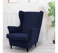 BUAOGDVG 2 Fundas elásticas for sillones orejeros de Color Liso, Funda for Silla Individual, de Licra, Antideslizantes y Lavables, for Bar, Sala de Estar y Dormitorio.(BLU Navy)