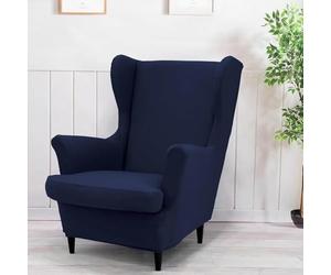 BUAOGDVG 2 Fundas elásticas for sillones orejeros de Color Liso, Funda for Silla Individual, de Licra, Antideslizantes y Lavables, for Bar, Sala de Estar y Dormitorio.(BLU Navy)