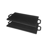 Buckingham Plancha Reversible de Hierro Fundido presazonado, Parrilla Negra de Doble Cara, sin Grasa, Cocina más Saludable, Apta para Todas Las cocinas, incluida la inducción, 51 cm