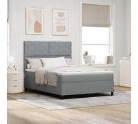 Bucmath Cama con somier con colchón, gris claro, 140 x 190 cm, funda de tela, marco de madera, cabecero ajustable, diseño moderno para dormitorio, mueble duradero