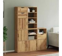 Bucmath ODDA Juego de 5 armarios auxiliares, 40 x 24 x 79 cm, madera maciza de pino con acabado de cera de miel, diseño modular para cocina y salón, solución de almacenamiento versátil