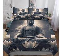 Buda Juego De Funda Nórdica De 3D,Ropa De Cama para Niña con Diseño Acogedor,Microfibra Cama con Estatua de Buda Fundas De Almohada Juego De Edredón Regalo Niños Chico Niñas 3 Piezas King（220x240cm）