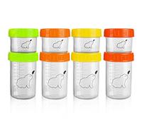 Budding Bear Tarros de Cristal con Tapa para Comida de Bebé (8 Uds.) 2 Tamaños Recipientes de Cristal para Alimentos 60 ml y 160 ml - Frascos de Vidrio Reutilizables para Lavavajillas y Microondas