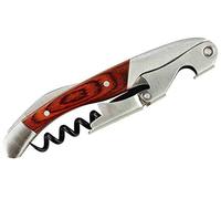Buddy's Bar - Cuchillo de camarero, longitud 11,5 cm, función de palanca multiniveles, abrebotellas con abrebotellas, sacacorchos profesional de acero inoxidable y madera, para sommeliers, camareros