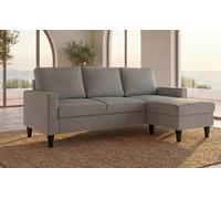 BUDWING Fox Sofá de Salón 3 Plazas - Chaise Longue Esquinero Reversible Izquierda o Derecha - Tapizado en Tela - Gris Claro