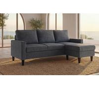 BUDWING Fox Sofá de Salón 3 Plazas - Chaise Longue Esquinero Reversible Izquierda o Derecha - Tapizado en Tela - Gris Oscuro