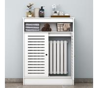 BUETPOX Cubre Radiadores Cubreradiador Moderno, Cubierta del Radiador, Blanco Lacado Revestimiento Protector,con Estante Y Panel Decorativo Elegante Y Moderno(100 * 100 * 25cm/39.4 * 39.4 * 9.8in)