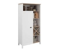 Buffet alto cocina con botellero coper 1 puerta 9 estantes estilo nórdico color blanco y roble jackson 95x185 cm 185 cm
