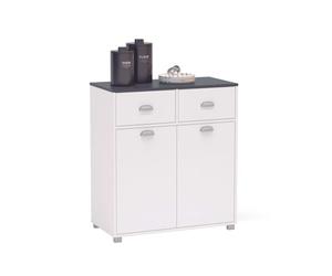 Buffet bajo asfeld blanco 2 puertas 2 cajones cocina almacenaje estilo moderno mueble 90x80x40 cm