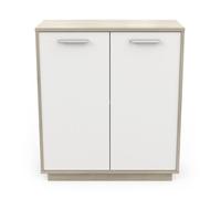 Buffet bajo de 2 puertas, decoración de madera y blanco, l78 cm - léo