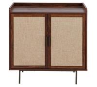 Buffet de 2 puertas con diseño en madera de nogal y frentes de tela. Ancho: 80 cm. Marca: JETSON