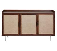 Buffet de 3 puertas con diseño en madera de nogal y frentes de tela. Ancho: 140 cm. Marca: JETSON