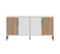 Buffet de 4 puertas decoración blanca y roble zafiro l150 cm - zerra