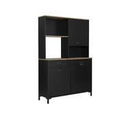 Buffet de cocina de estilo industrial petro, roble helvezia / negro , 119 x 41 x 180 cm, buffet de cocina de estilo industrial