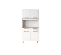 Buffet de cocina safra 4 puertas 2 cajones blanco y madera
