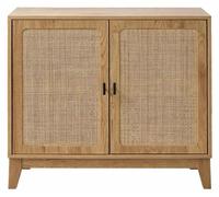 Buffet de dos puertas con detalles de ratán, de 80 cm de ancho - ALIA