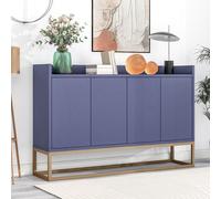 Buffet moderno con 4 puertas – Mueble aparador para comedor – Ideal para comedor, salón o cocina – Blanco – 120 x 30 x 80 cm (Azul marino)