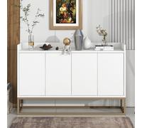 Buffet - Mueble de almacenamiento - Aparador - Armario - Mesa de apoyo - Blanco - 4 puertas - Cierre suave - Compacto, 120x30x80 cm