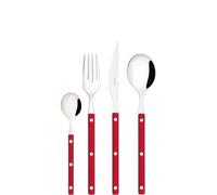 BUGATTI, Allegra, Cubertería de 24 cubiertos de acero inoxidable 18/10, servicio de cubiertos para 6 personas, incluye 6 cucharas, 6 tenedores, 6 cuchillos y 6 cucharaditas. (Rojo)
