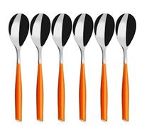 BUGATTI, Glamour, Juego de 6 cucharas de café en acero inoxidable 18/10 y mango NARANJA, Moldeado Bugatti Pro-Tech System, Apto para lavavajillas