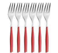 BUGATTI, Glamour, Juego de 6 Tenedores para Postre en Acero Inoxidable 18/10, empaquetado en Caja de Regalo (Rojo)
