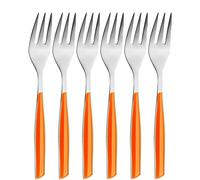 BUGATTI, Glamour, Juego de 6 Tenedores para Postre en Acero Inoxidable 18/10, empaquetado en Caja de Regalo (Naranja)