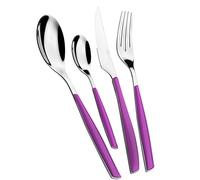 BUGATTI, Glamour, Juego de cubiertos de 24 piezas en acero inoxidable 18/10 y mango de color IRIS. Juego de cubiertos para 6 personas compuesto por 6 cucharas, 6 tenedores, 6 cuchillos y 6 cucharas de café