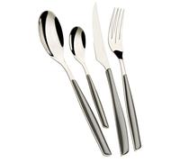 BUGATTI, Glamour, Juego de cubiertos de 24 piezas en acero inoxidable 18/10 y mango de PLATA. Juego de cubiertos para 6 personas compuesto por 6 cucharas, 6 tenedores, 6 cuchillos y 6 cucharas de café