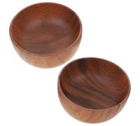 BUGUUYO 2 Piezas Tazón de Arroz, Cuencos Pequeños de Madera Redondos Color Café, para Sopa Miso y Granos, Uso Doméstico y Restaurante