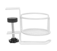 BUGUUYO Soporte para vasos de bebidas con gancho para auriculares, diseño con clip, hierro, color blanco, para mesas laterales y setups gaming
