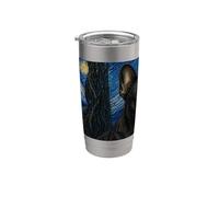 Bulldog Francés Van Gogh Noche Estrellada Vaso térmico de acero inoxidable de doble pared